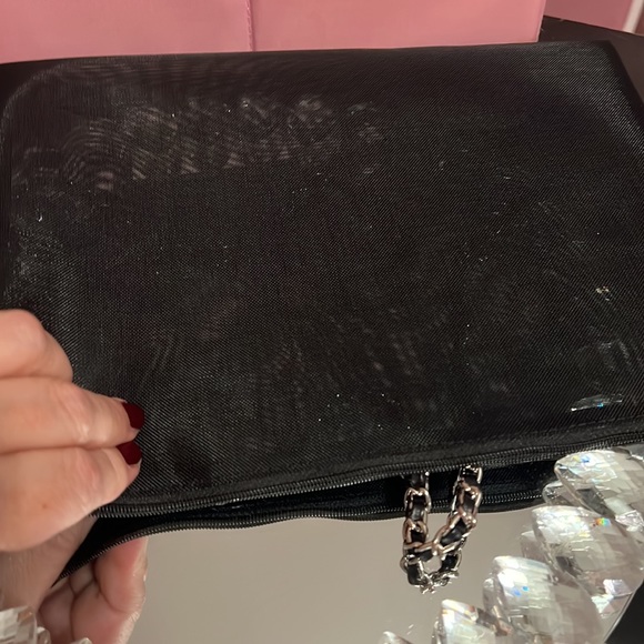 🖤🩶🖤Dior Mesh Pouch with Silver/Black Adjustable Chain Attached 11x8 - Picture 11 of 14